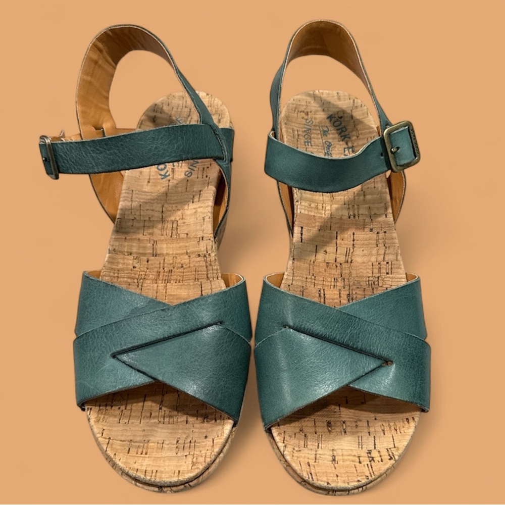 Kork-Ease Ava 2.0 Turquoise Wedge Sandal Size 8..like new!
